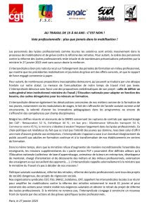 AU TRAVAIL DE 15 À 64 ANS : C’EST NON Voie professionnelle : plus que jamais dans la mobilisation