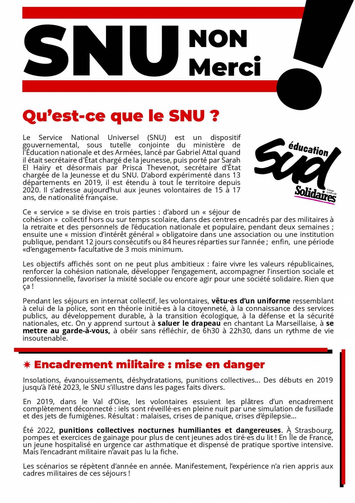 SNU, NON Merci !