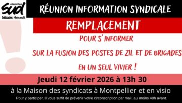 Réunion d&rsquo;Information Syndicale « remplacement » 12/02 à 13h30